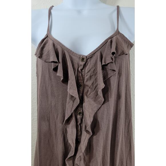 Kensie Brown Button Front Spaghetti Strap Romper Sleepwear Medium Lightweight - Picture 5 of 5